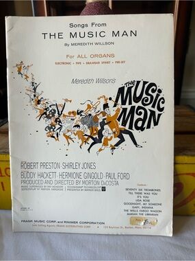 VINTAGE "THE MUSIC MAN" PRINTED MUSIC BOOK FOR ALL ORGANS; FRANK MUSIC CORP